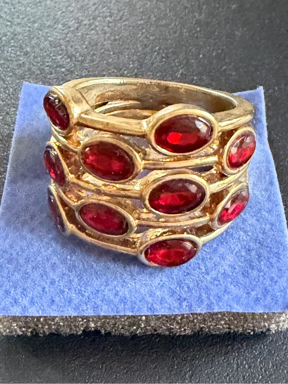 Avon Women’s Gold-Tone Multi-Row Red Stone Ring